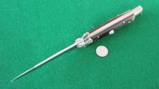 RARE c. 1960's Transition 23cm (9") Rostfrei ScriptSwivel Bolster Switchblade HORN MINT !