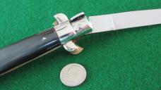 RARE c. 1960's Transition 23cm (9") Rostfrei ScriptSwivel Bolster Switchblade HORN MINT !