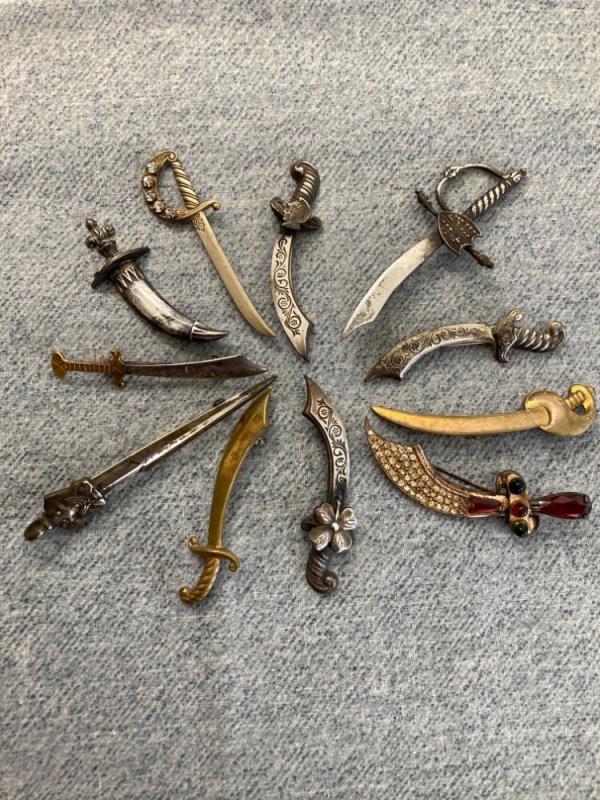 Eleven(11) Antique/Vintage Sword/Knife Lapel/Tie/Hat Pins