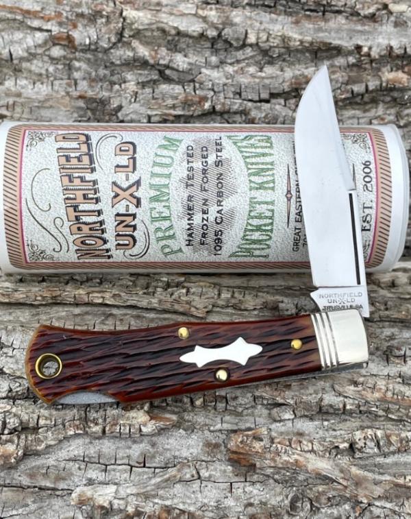 GEC NORTHFIELD ** 831121LB DARK BREWED JIGGED BONE TASCOSA LOCKBACK