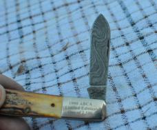 Case Made Stag Handled Damascus Spear Point Blade Barlow Factory Mint ABCA LE 1990 0654 Member #