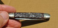 Boker USA 1941-83 Two Blade Jigged Red Bone 3" Closed Mirror Polish With Tarnish Factory Snap Tight