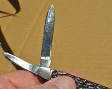 Boker USA 1941-83 Two Blade Jigged Red Bone 3" Closed Mirror Polish With Tarnish Factory Snap Tight