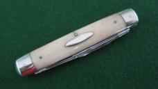 VERY RARE Valley Falls Cutlery Co. CROWN BOX CAR Split Backspring Whittler BONE