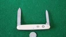 c .pre-1948 SCHRADE CUT CO. 3-3/8" DOUBLE Switchblade Imitation Ivory Unused