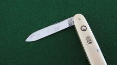 c .pre-1948 SCHRADE CUT CO. 3-3/8" DOUBLE Switchblade Imitation Ivory Unused