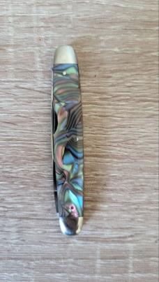 3 1/8" H. Boker & Co's Improved Cutlery (1867-1910) 2-Blade Pen Knife, Abalone Celluloid 