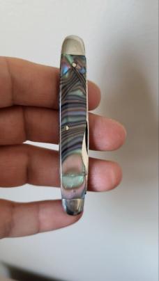 3 1/8" H. Boker & Co's Improved Cutlery (1867-1910) 2-Blade Pen Knife, Abalone Celluloid 