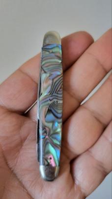 3 1/8" H. Boker & Co's Improved Cutlery (1867-1910) 2-Blade Pen Knife, Abalone Celluloid 