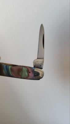 3 1/8" H. Boker & Co's Improved Cutlery (1867-1910) 2-Blade Pen Knife, Abalone Celluloid 