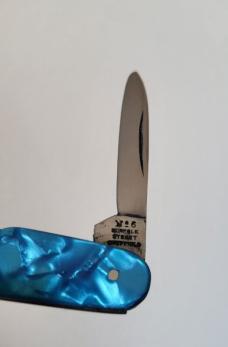 3 1/4" Joseph Rodgers 2-Blade Pen Knife, Nice Blue Celluloid Scales