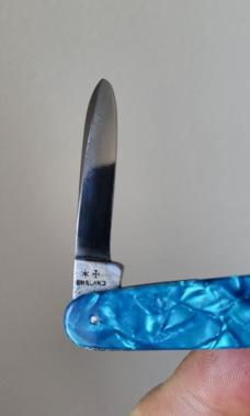 3 1/4" Joseph Rodgers 2-Blade Pen Knife, Nice Blue Celluloid Scales