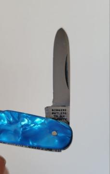 3 1/4" Joseph Rodgers 2-Blade Pen Knife, Nice Blue Celluloid Scales