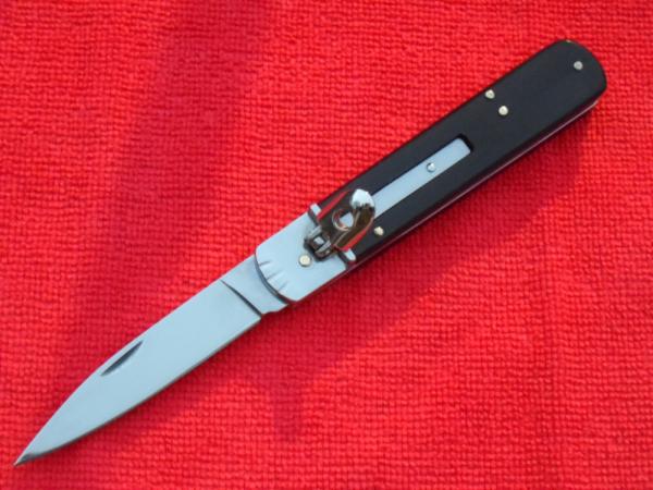 New 7-3/4" Boker/Hubertus style Leverlock automatic switchblade Ebonywood handles New 7-3/4" Boker/Hubertus style Leverlock automatic switchblade Ebonywood handles