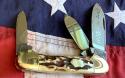 1986 Bulldog Brand 3 Blade "Our Best" Canoe w/ Great Stag Handles -NOS & NM