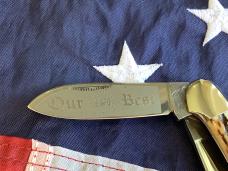 1986 Bulldog Brand 3 Blade "Our Best" Canoe w/ Great Stag Handles -NOS & NM