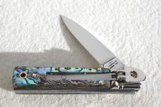 NEW A.G.A. CAMPOLIN 6" BEAUTIFUL ABALONE SHELL AUTOMATIC LEVER LOCK WITH BOX