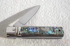 NEW A.G.A. CAMPOLIN 6" BEAUTIFUL ABALONE SHELL AUTOMATIC LEVER LOCK WITH BOX