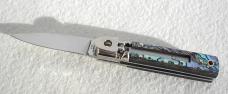 NEW A.G.A. CAMPOLIN 6" BEAUTIFUL ABALONE SHELL AUTOMATIC LEVER LOCK WITH BOX