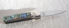 NEW A.G.A. CAMPOLIN 6" BEAUTIFUL ABALONE SHELL AUTOMATIC LEVER LOCK WITH BOX