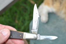 Western States 2 blade barlow 822 Made In House Solid Nickel Pinched Bolsters Used Saw Cut Delrin