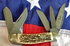 1993 Bulldog Brand 5 Blade Knife w/ Great Stag Handles -NOS & NM
