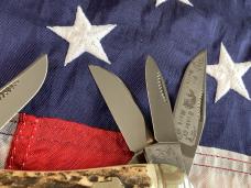 1993 Bulldog Brand 5 Blade Knife w/ Great Stag Handles -NOS & NM