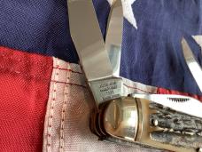 1993 Bulldog Brand 5 Blade Knife w/ Great Stag Handles -NOS & NM