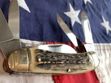 1993 Bulldog Brand 5 Blade Knife w/ Great Stag Handles -NOS & NM