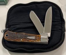 #10367 CASE XX TONY BOSE COLLABORATION 2019 BROWN BULLNOSE TRAPPER KNIVES NEW