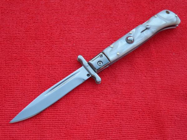 New 9" Italian Roma style Swinguard Switchblade knife Pearl handles II