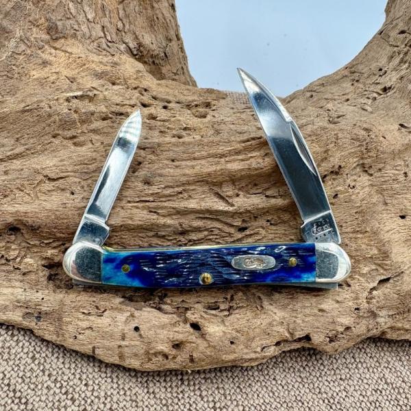 Case XX USA 2001 Denim Blue Peach Seed Jigged Bone 62109W Mini Copperhead (192) Case XX USA 2001 Denim Blue Peach Seed Jigged Bone 62109W Mini Copperhead (192)
