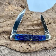 Case XX USA 2001 Denim Blue Peach Seed Jigged Bone 62109W Mini Copperhead (192)