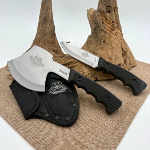 Adventuridge - Knife And Hatchet Combo Set with Sheath Hunting Camping Fishing Adventuridge - Knife And Hatchet Combo Set with Sheath Hunting Camping Fishing