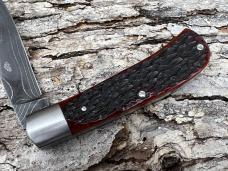 SACRED BEAR "TORY UTT" CUSTOM JIGGED BONE DAMASCUS MEDIUM TRAPPER
