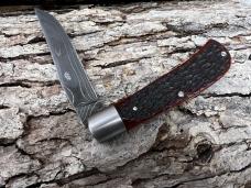 SACRED BEAR "TORY UTT" CUSTOM JIGGED BONE DAMASCUS MEDIUM TRAPPER