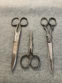 Antique (3) Pair of Hair Cutting/Sewing Scissors:  Keen Kutter, Wester & Butz, Krusius Brothers
