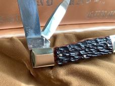 Bulldog Brand Hand Made (Heavy Duty) 3 & 1/2" Gunstock Knife w/ Brown Bone Handles
