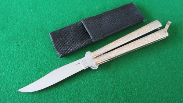 c. 1980's Stainless Steel Japan Butterfly Balisong BOWIE Knife UNUSED c. 1980's Stainless Steel Japan Butterfly Balisong BOWIE Knife UNUSED
