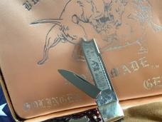 Bulldog Brand Hand Made (Heavy Duty) 3 & 1/2" Gunstock Razor Knife w/ Brown Bone Handles