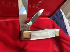 Bulldog Brand Hand Made (Heavy Duty) 3 & 1/2" Gunstock Knife w/ Flashy Mother of Pearl Handles