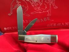 Bulldog Brand Hand Made (Heavy Duty) 3 & 1/2" Gunstock Knife w/ Flashy Mother of Pearl Handles