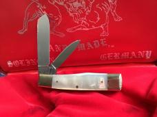 Bulldog Brand Hand Made (Heavy Duty) 3 & 1/2" Gunstock Knife w/ Flashy Mother of Pearl Handles