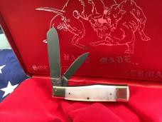 Bulldog Brand Hand Made (Heavy Duty) 3 & 1/2" Gunstock Knife w/ Flashy Mother of Pearl Handles