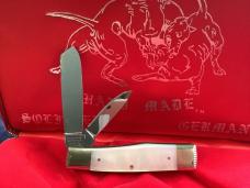 Bulldog Brand Hand Made (Heavy Duty) 3 & 1/2" Gunstock Knife w/ Flashy Mother of Pearl Handles