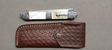 Custom handmade Gold-lip Mother of Pearl Dagger Blade Switchblade 