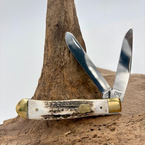BUCK CREEK BC 254 DS 2 Blade Trapper German Stainless Stag Handles NIB (179A)