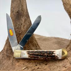 BUCK CREEK BC 254 DS 2 Blade Trapper German Stainless Stag Handles NIB (179A)
