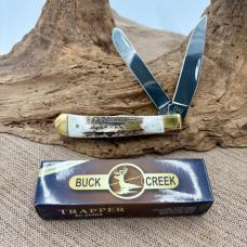 BUCK CREEK BC 254 DS 2 Blade Trapper German Stainless Stag Handles NIB (179A)