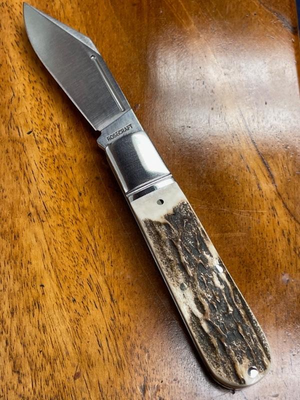 Rosecraft Loosahatchie Jack with Large Clip Point Blade and Stag Covers